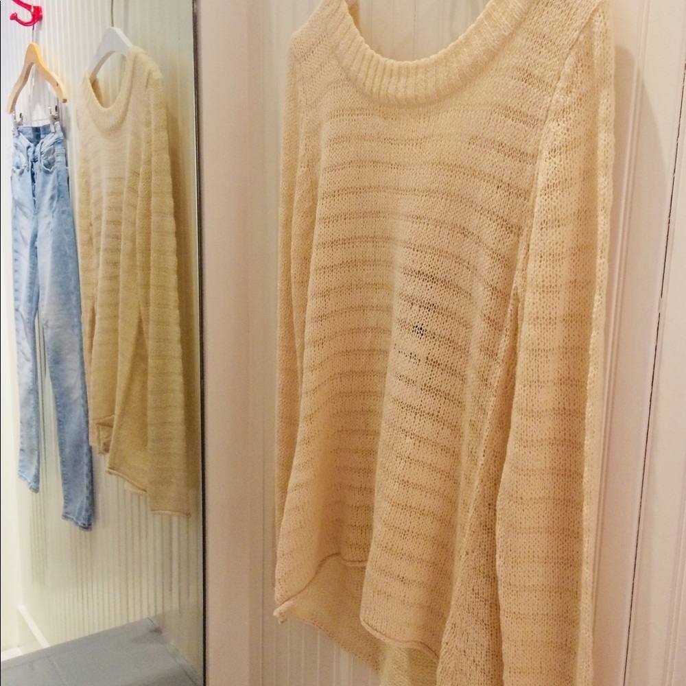 NWT POOF! Cream color Open V Back Sweater
